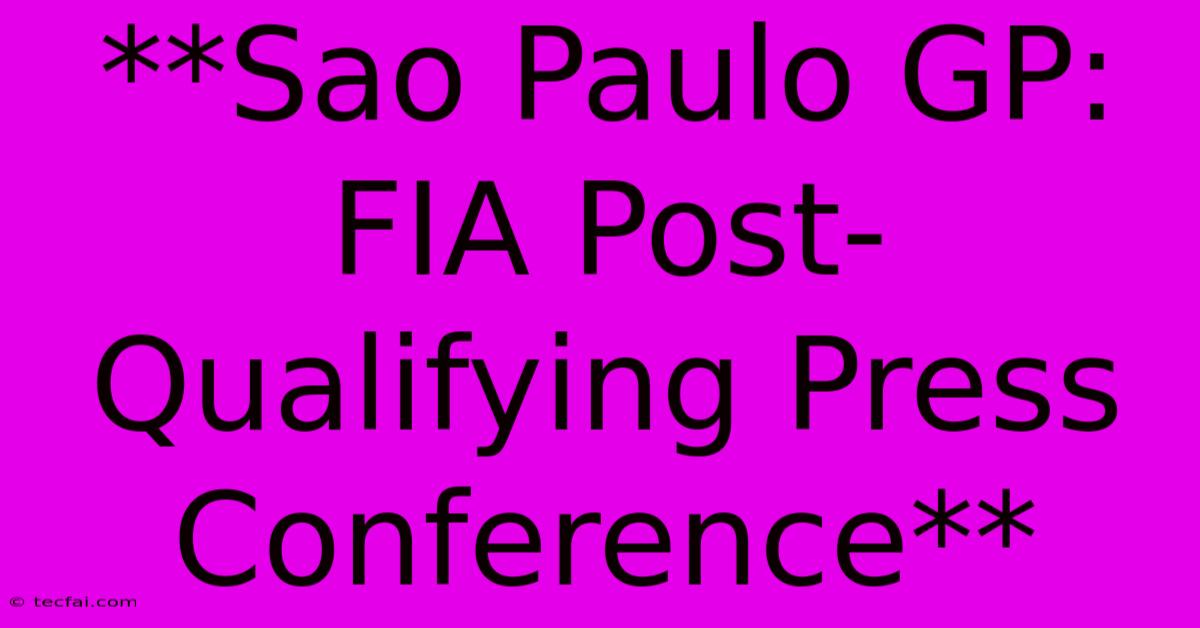 **Sao Paulo GP: FIA Post-Qualifying Press Conference**