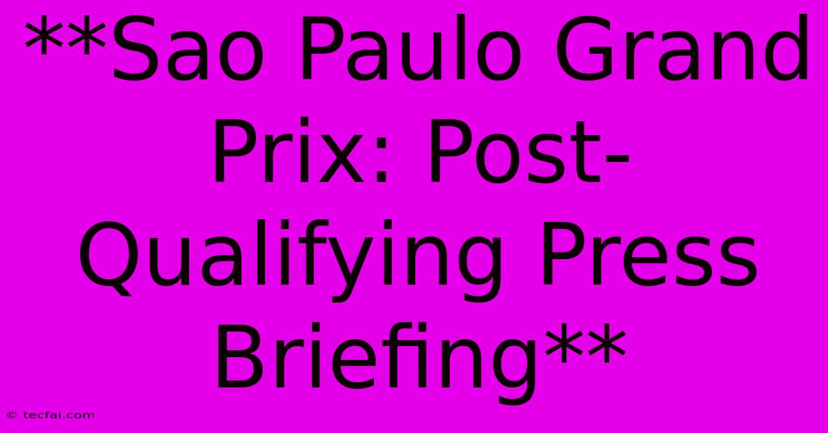 **Sao Paulo Grand Prix: Post-Qualifying Press Briefing** 