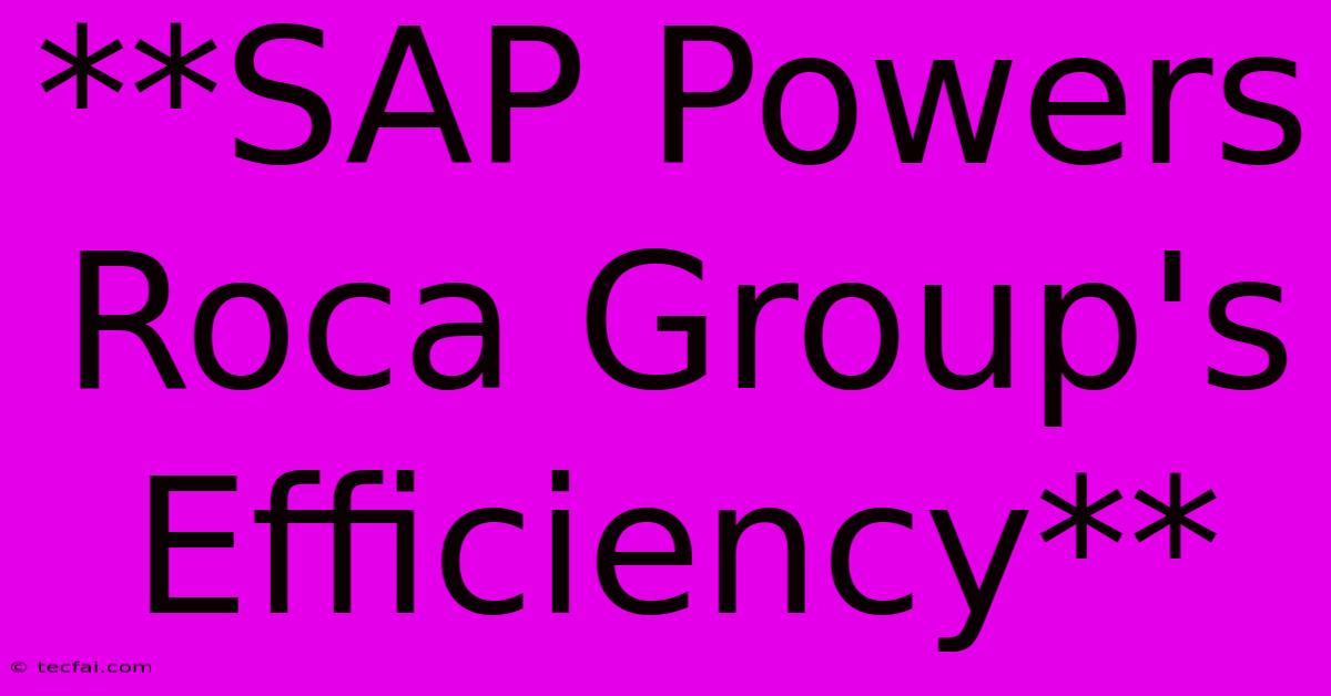 **SAP Powers Roca Group's Efficiency**