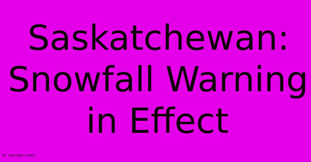 Saskatchewan: Snowfall Warning In Effect