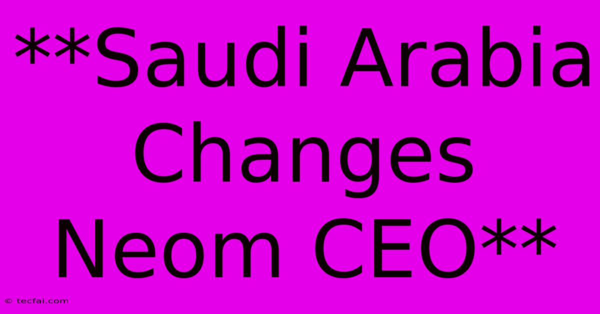 **Saudi Arabia Changes Neom CEO**