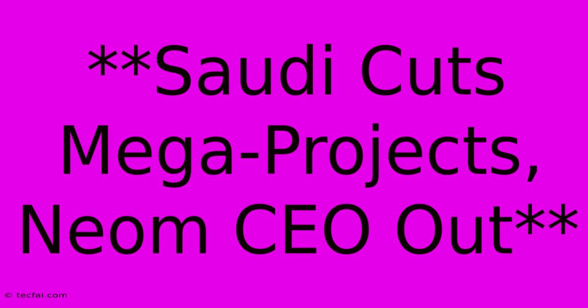 **Saudi Cuts Mega-Projects, Neom CEO Out**