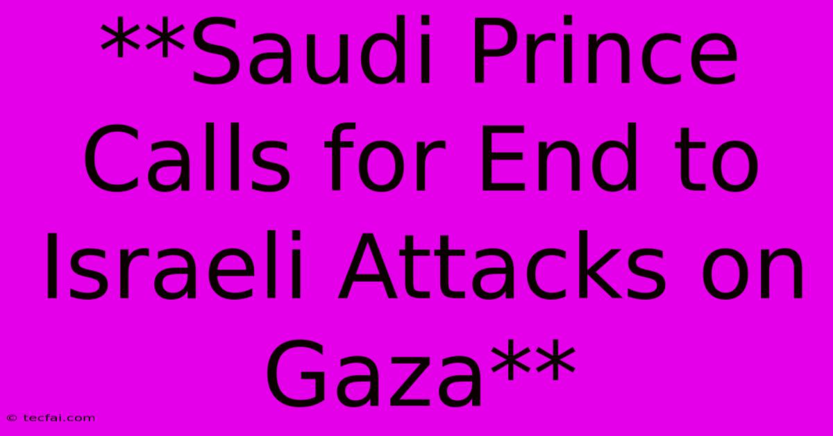 **Saudi Prince Calls For End To Israeli Attacks On Gaza**