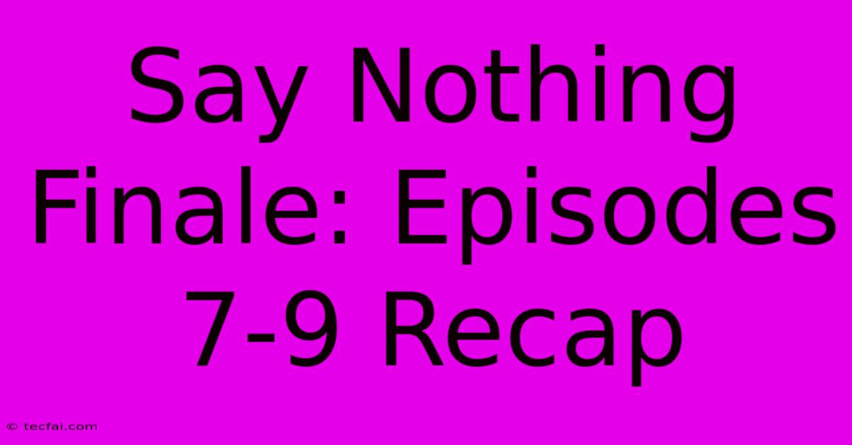 Say Nothing Finale: Episodes 7-9 Recap