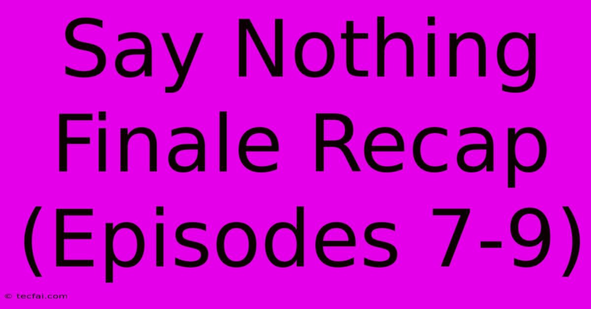 Say Nothing Finale Recap (Episodes 7-9)