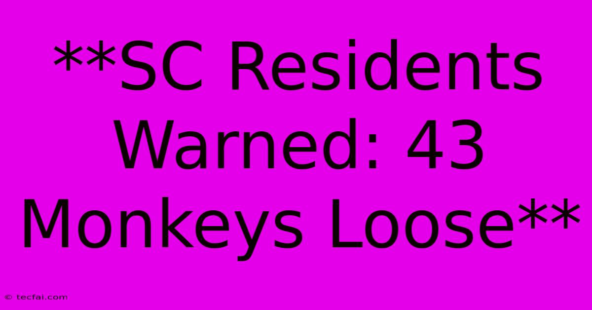 **SC Residents Warned: 43 Monkeys Loose**