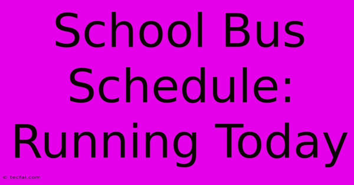 School Bus Schedule: Running Today