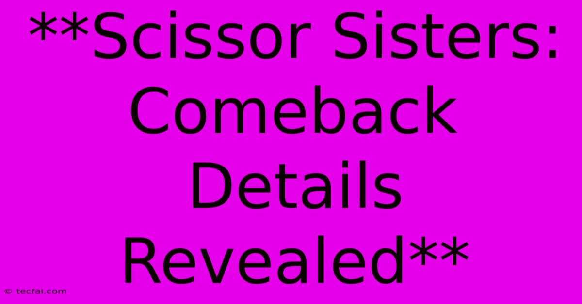 **Scissor Sisters: Comeback Details Revealed**