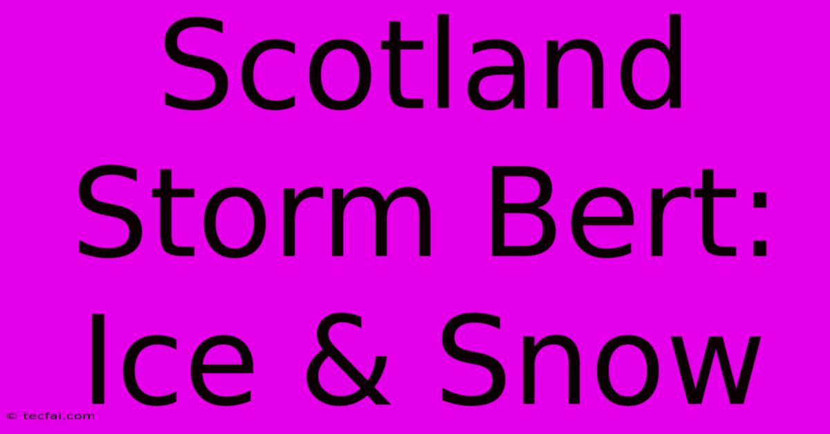 Scotland Storm Bert: Ice & Snow