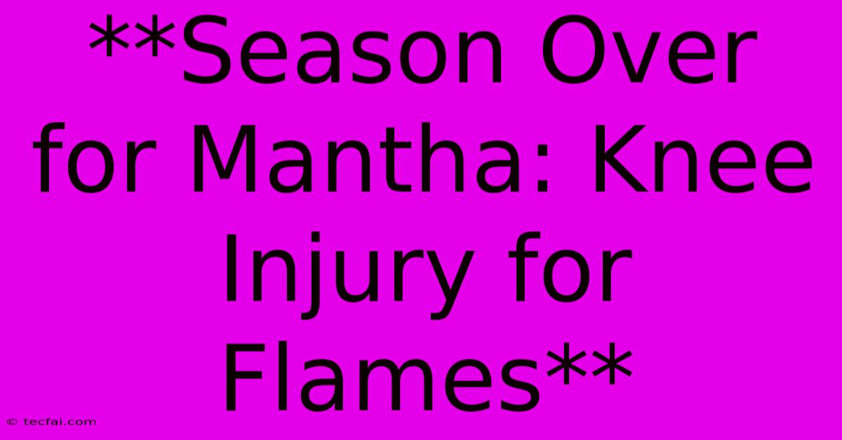 **Season Over For Mantha: Knee Injury For Flames** 