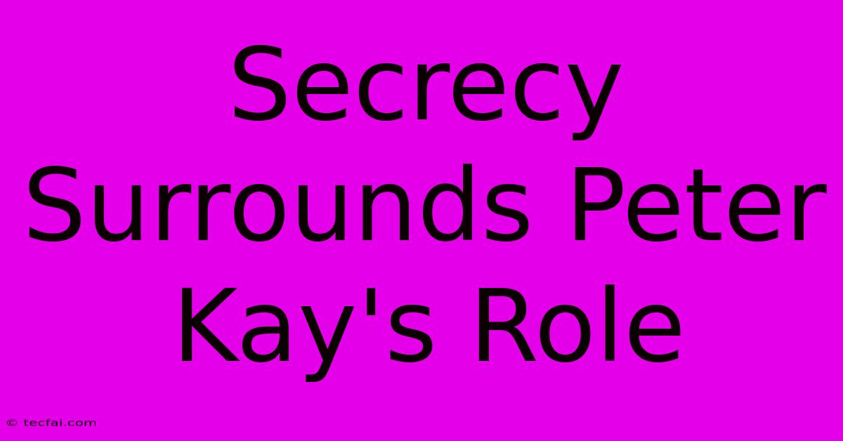 Secrecy Surrounds Peter Kay's Role