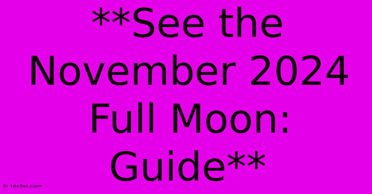 **See The November 2024 Full Moon: Guide**