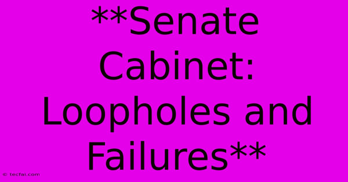 **Senate Cabinet: Loopholes And Failures**