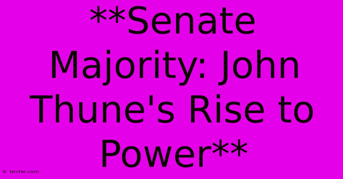 **Senate Majority: John Thune's Rise To Power** 