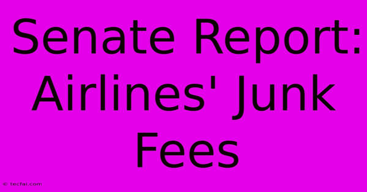 Senate Report: Airlines' Junk Fees