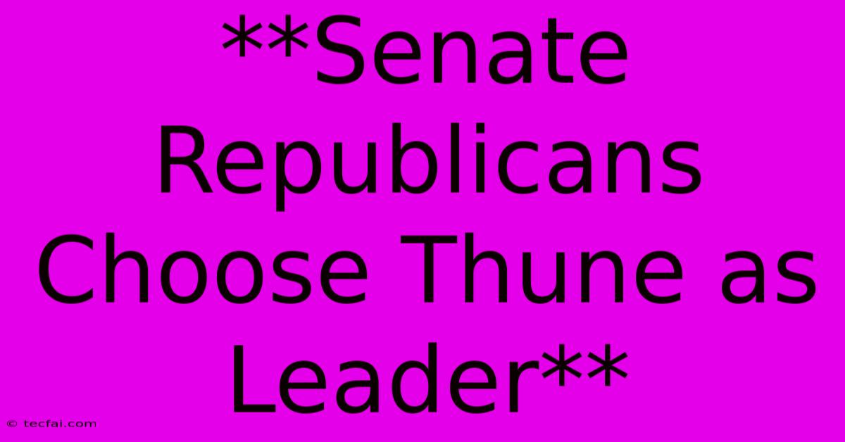 **Senate Republicans Choose Thune As Leader**