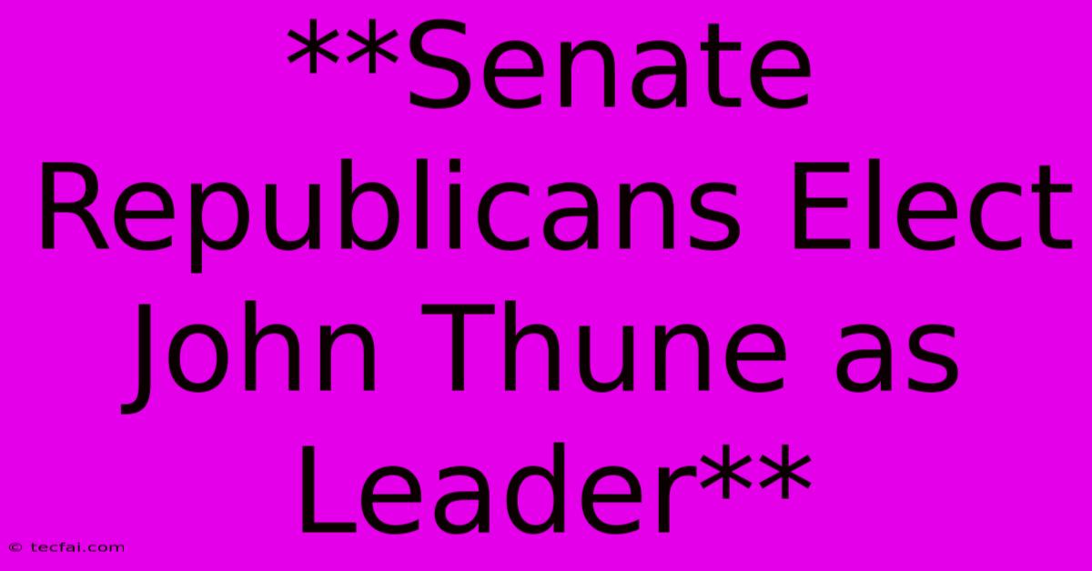 **Senate Republicans Elect John Thune As Leader** 