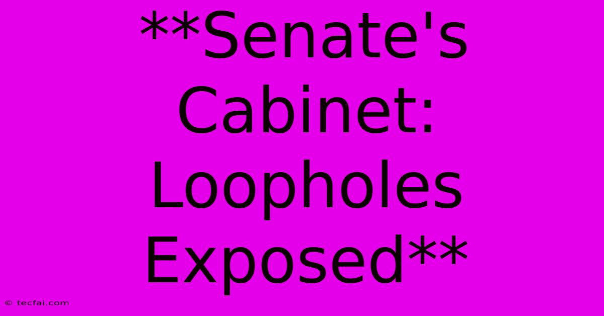 **Senate's Cabinet:  Loopholes Exposed**