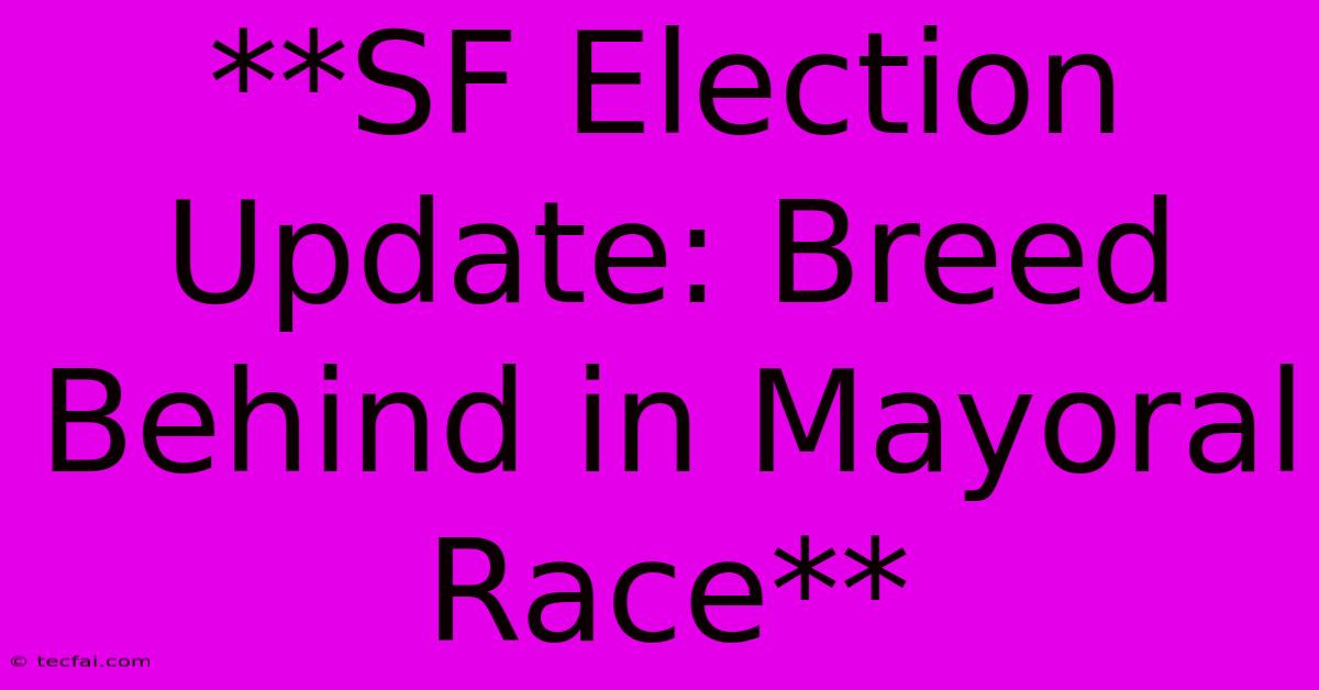 **SF Election Update: Breed Behind In Mayoral Race**