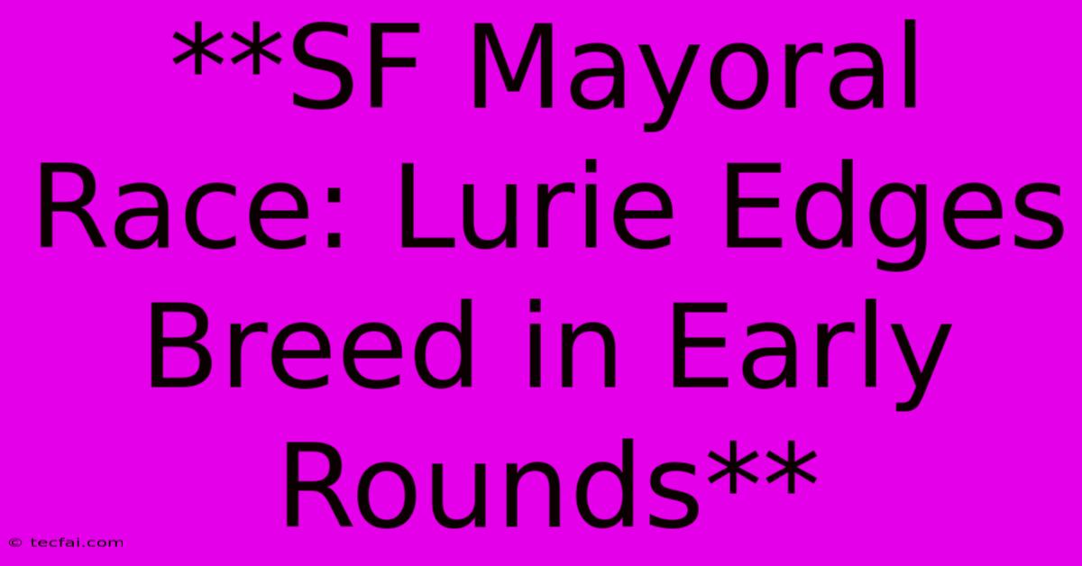 **SF Mayoral Race: Lurie Edges Breed In Early Rounds**