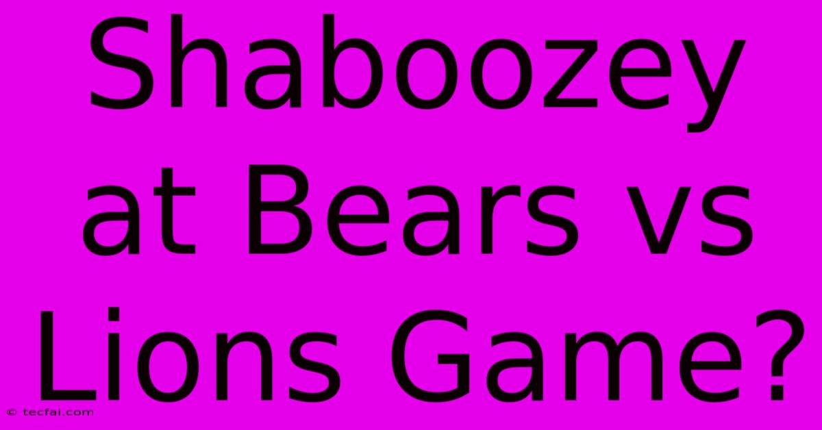 Shaboozey At Bears Vs Lions Game?