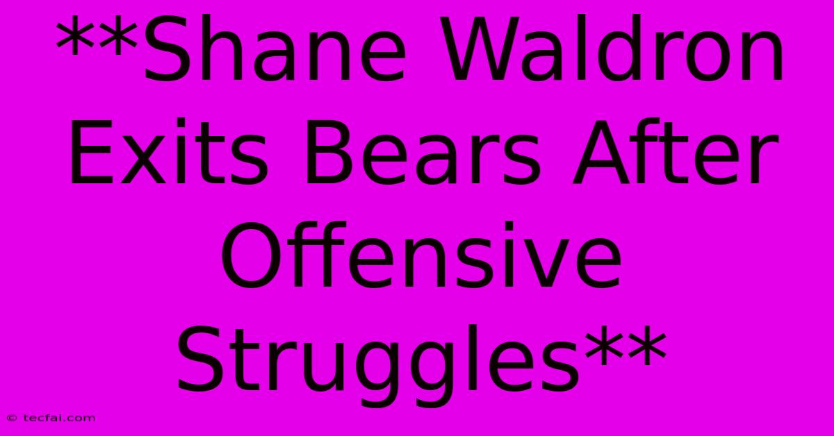 **Shane Waldron Exits Bears After Offensive Struggles** 