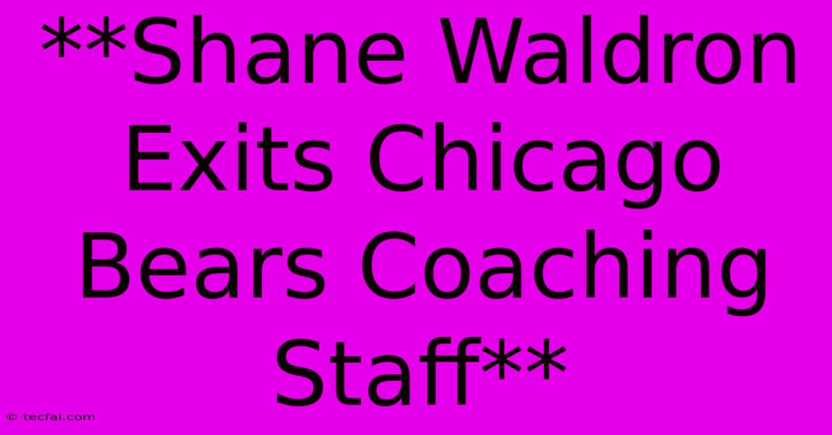 **Shane Waldron Exits Chicago Bears Coaching Staff**