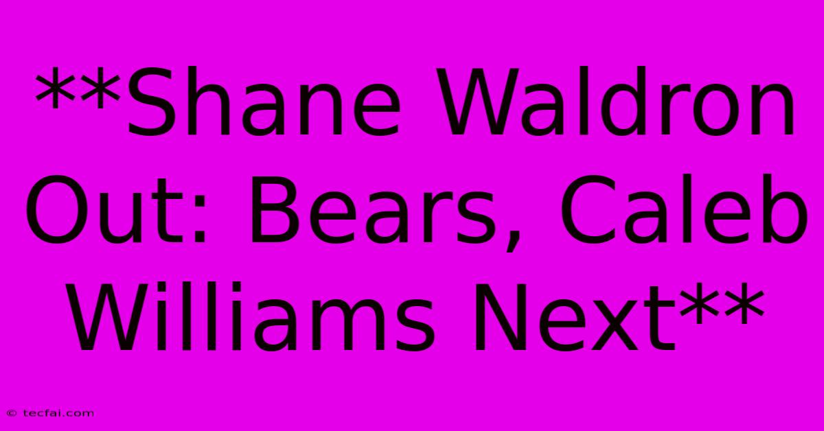 **Shane Waldron Out: Bears, Caleb Williams Next**