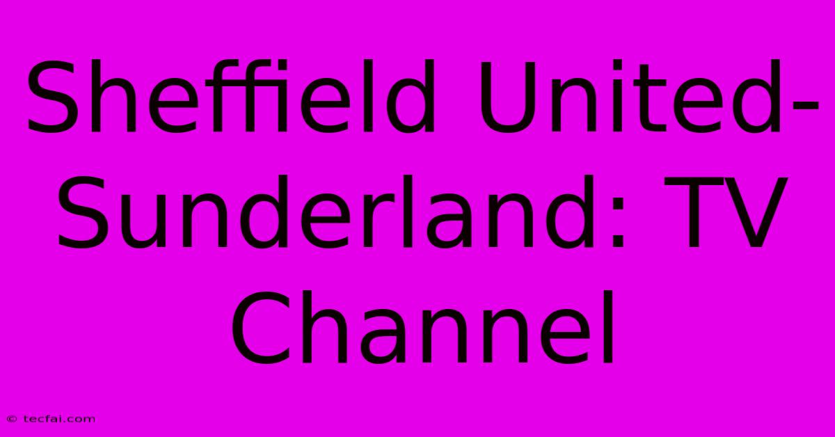 Sheffield United-Sunderland: TV Channel