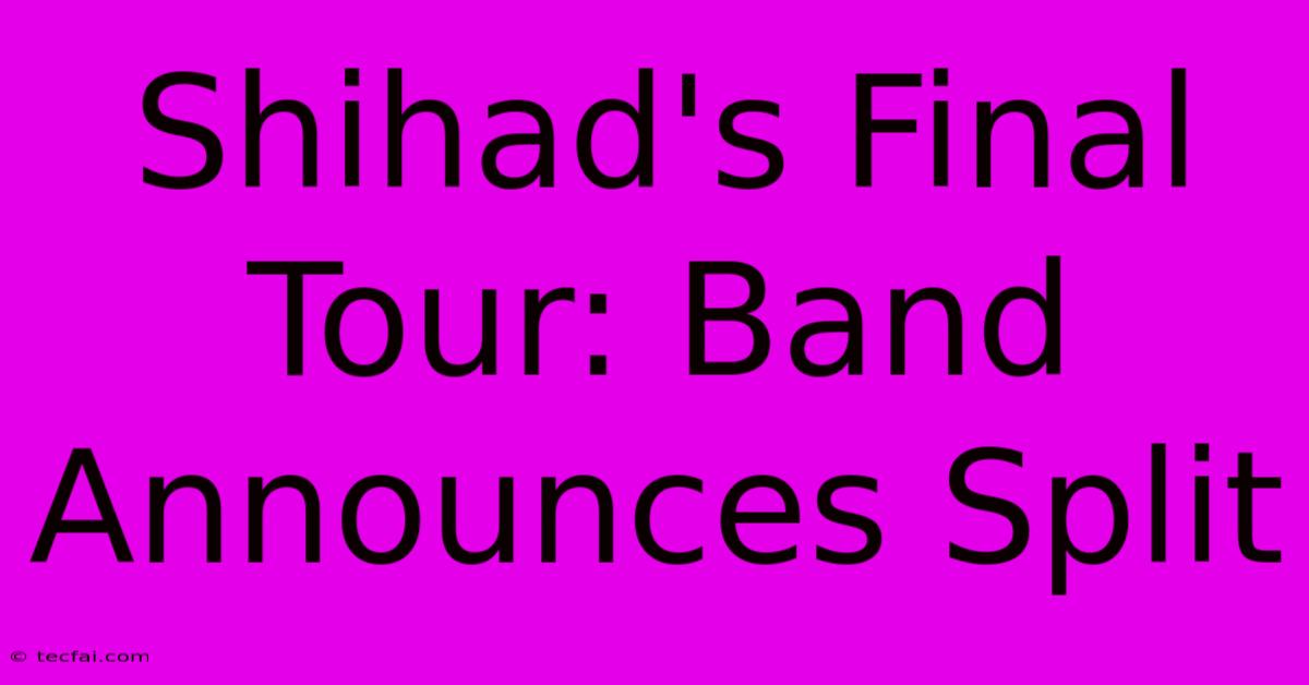 Shihad's Final Tour: Band Announces Split