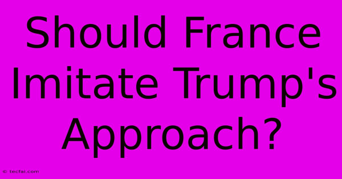 Should France Imitate Trump's Approach?