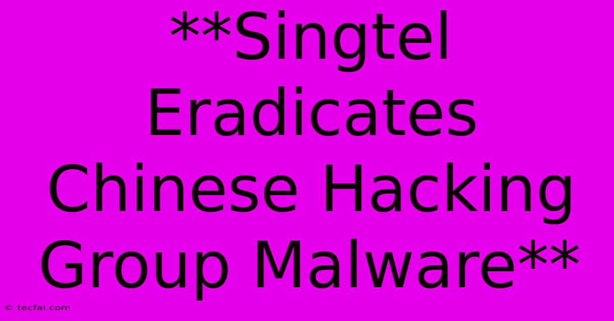 **Singtel Eradicates Chinese Hacking Group Malware** 