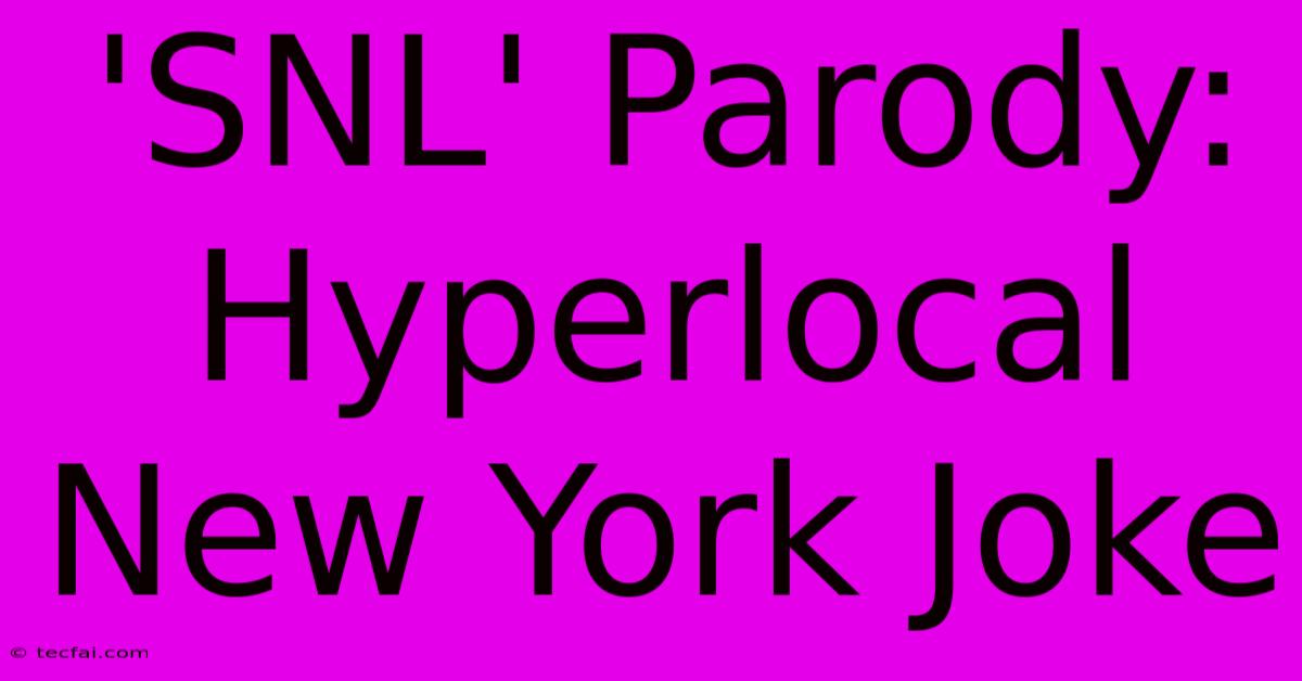 'SNL' Parody: Hyperlocal New York Joke