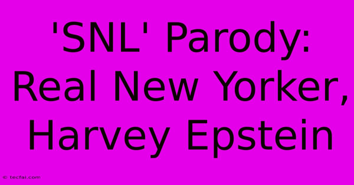 'SNL' Parody: Real New Yorker, Harvey Epstein 