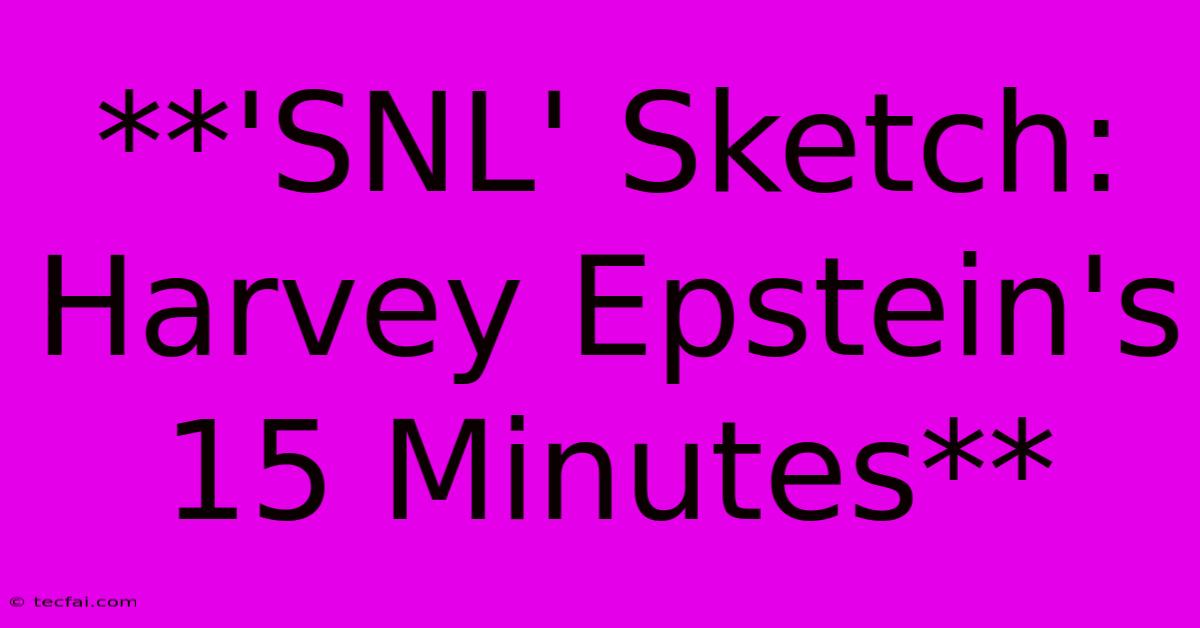 **'SNL' Sketch: Harvey Epstein's 15 Minutes** 