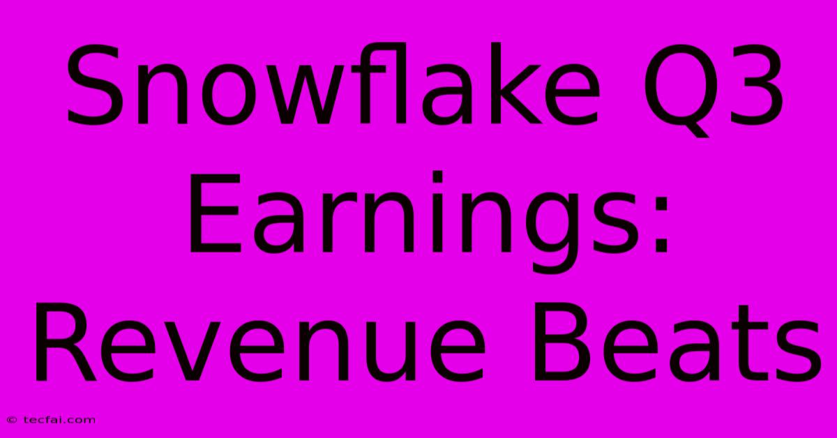 Snowflake Q3 Earnings: Revenue Beats