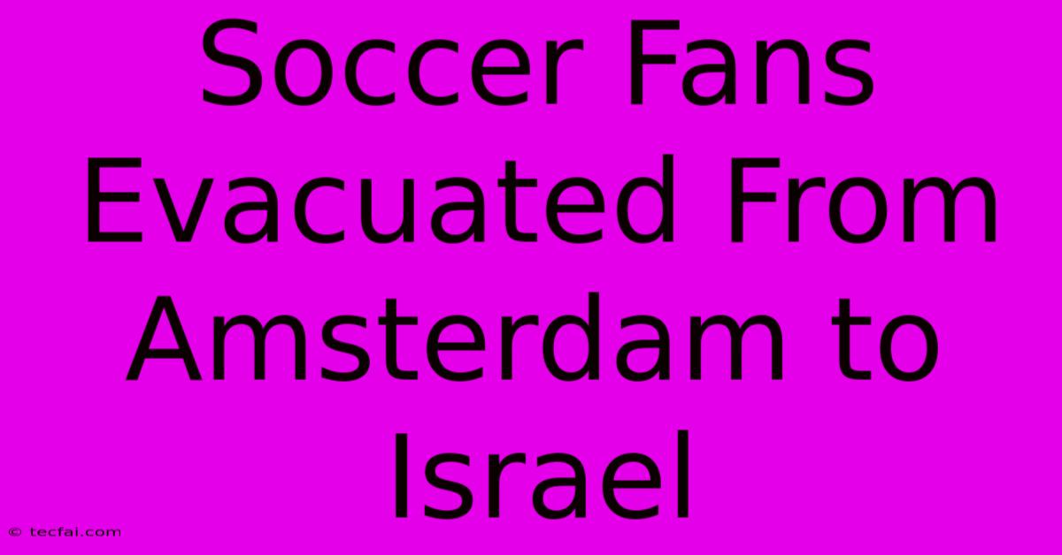 Soccer Fans Evacuated From Amsterdam To Israel 