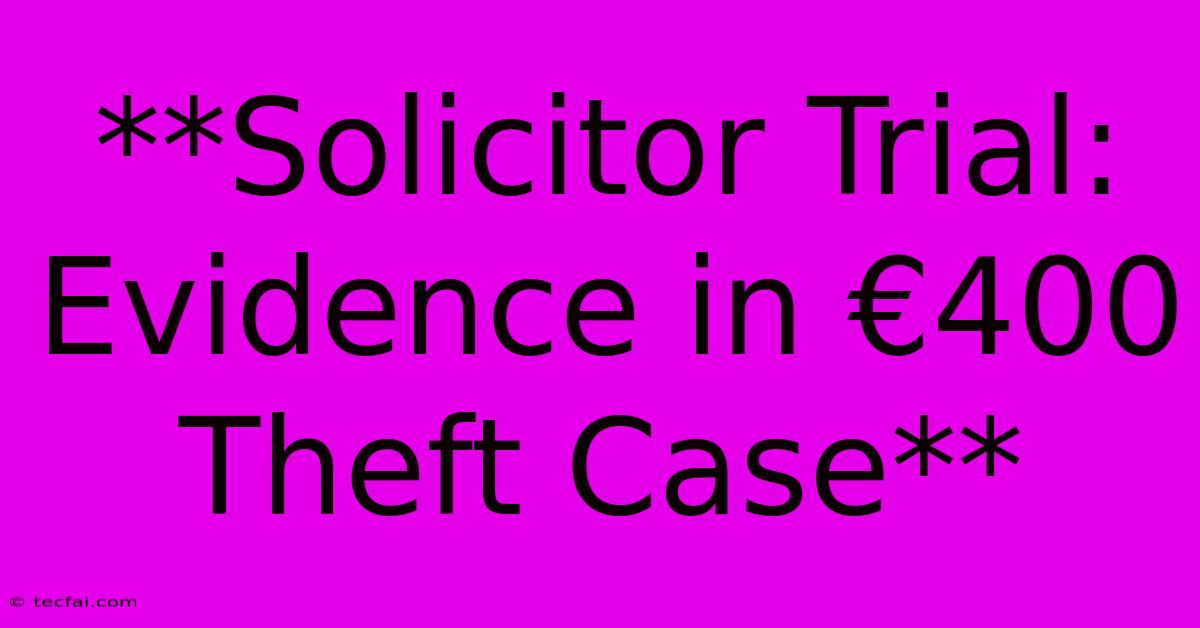 **Solicitor Trial: Evidence In €400 Theft Case** 