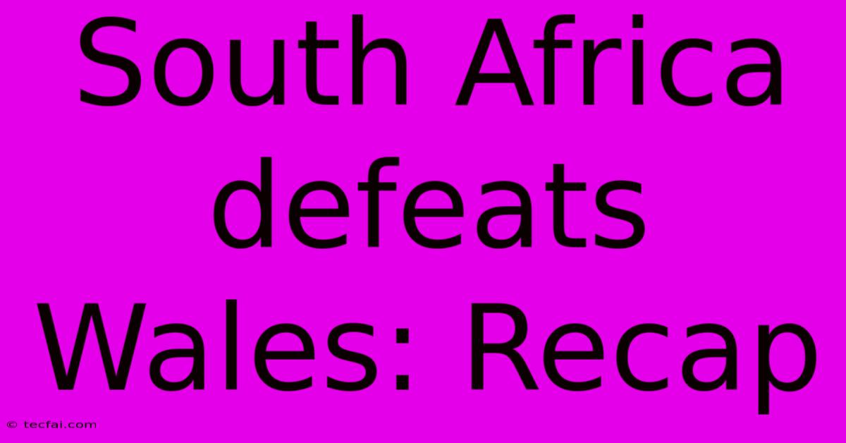 South Africa Defeats Wales: Recap