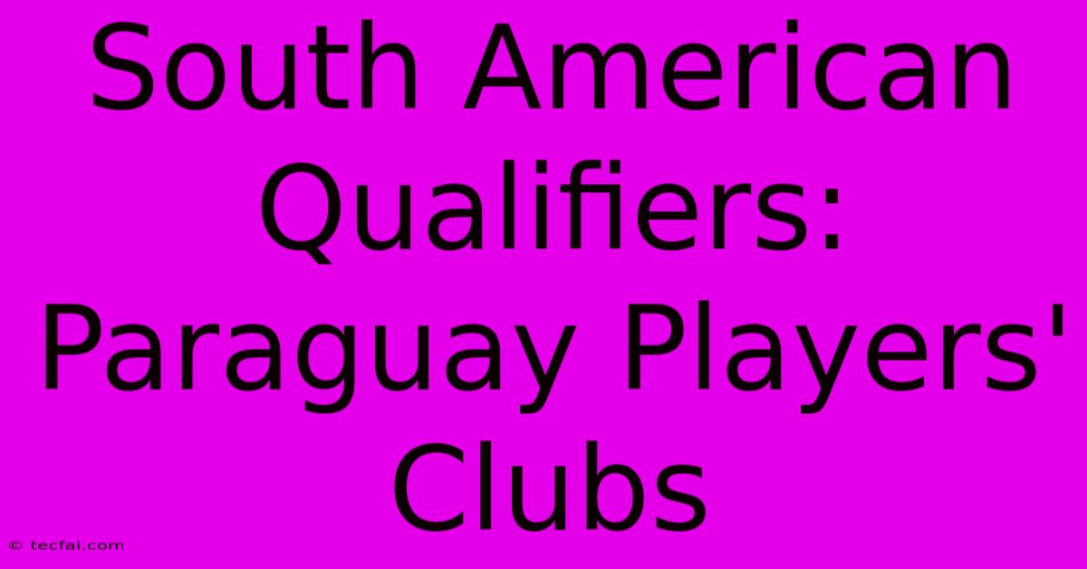 South American Qualifiers: Paraguay Players' Clubs