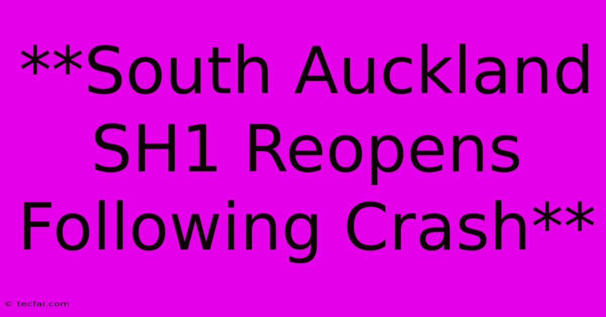 **South Auckland SH1 Reopens Following Crash**