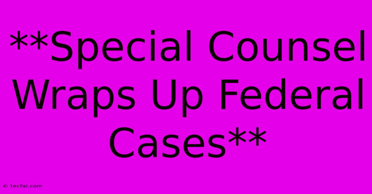 **Special Counsel Wraps Up Federal Cases**