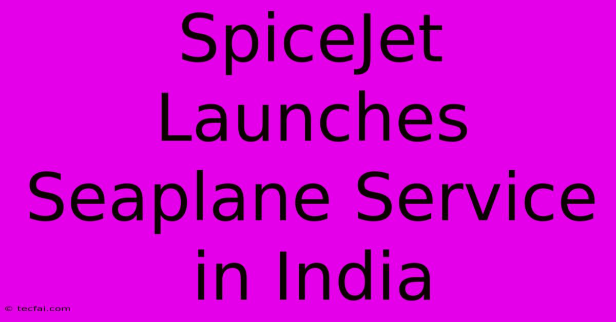 SpiceJet Launches Seaplane Service In India