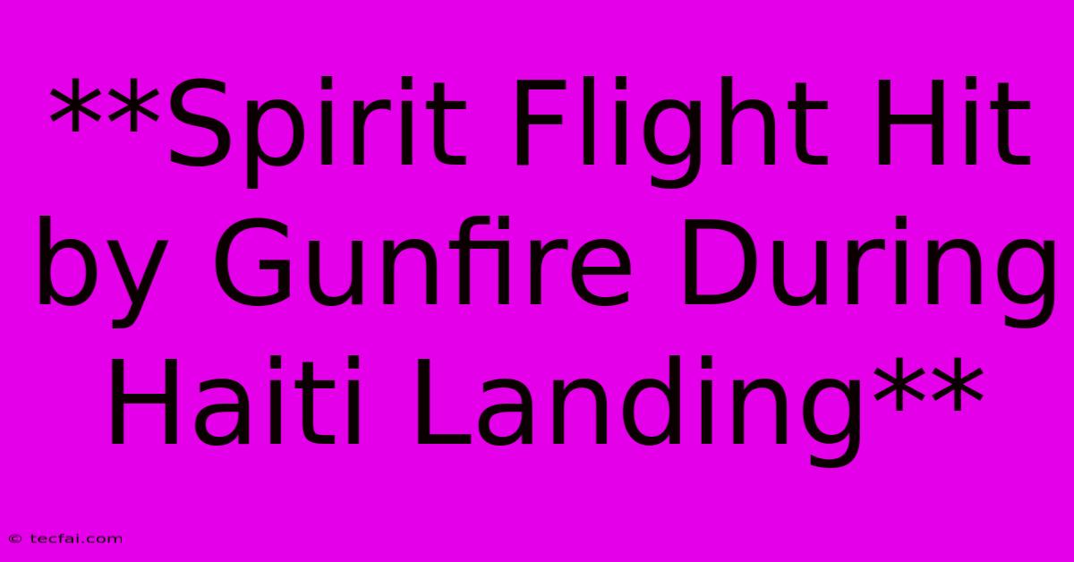 **Spirit Flight Hit By Gunfire During Haiti Landing** 