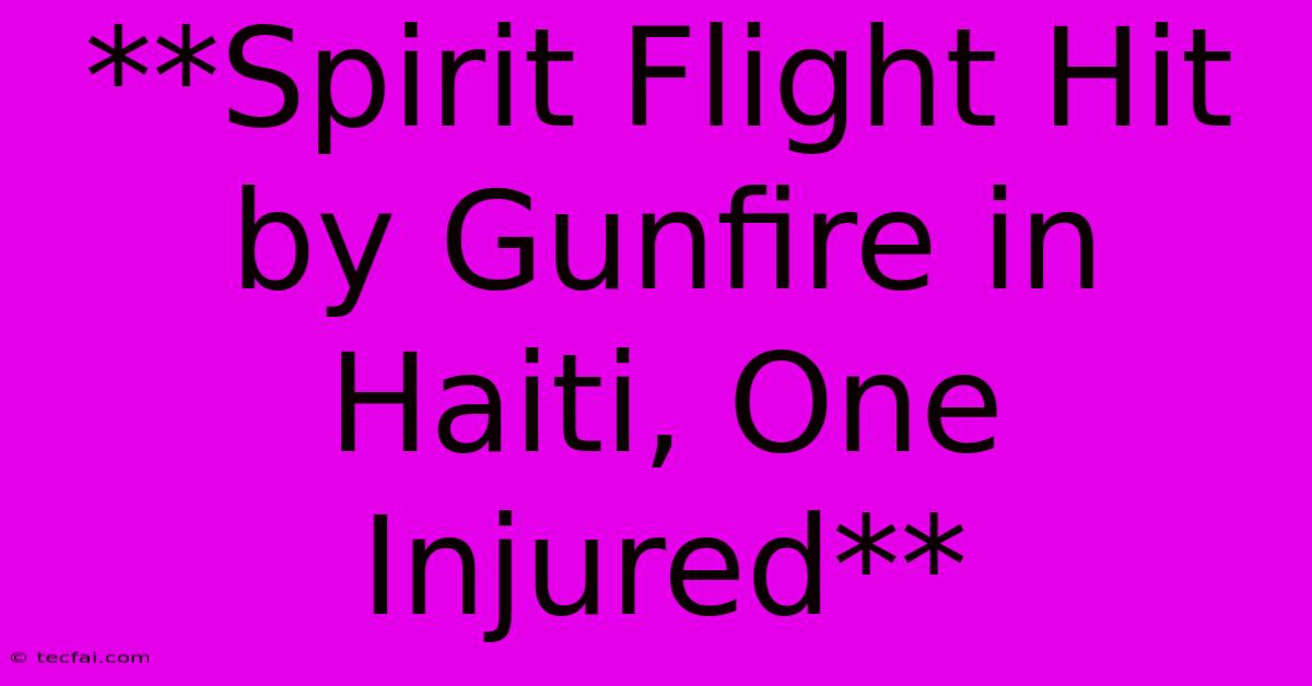 **Spirit Flight Hit By Gunfire In Haiti, One Injured** 