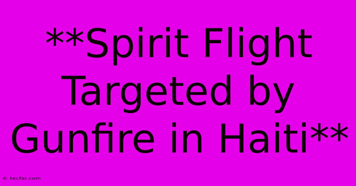 **Spirit Flight Targeted By Gunfire In Haiti**