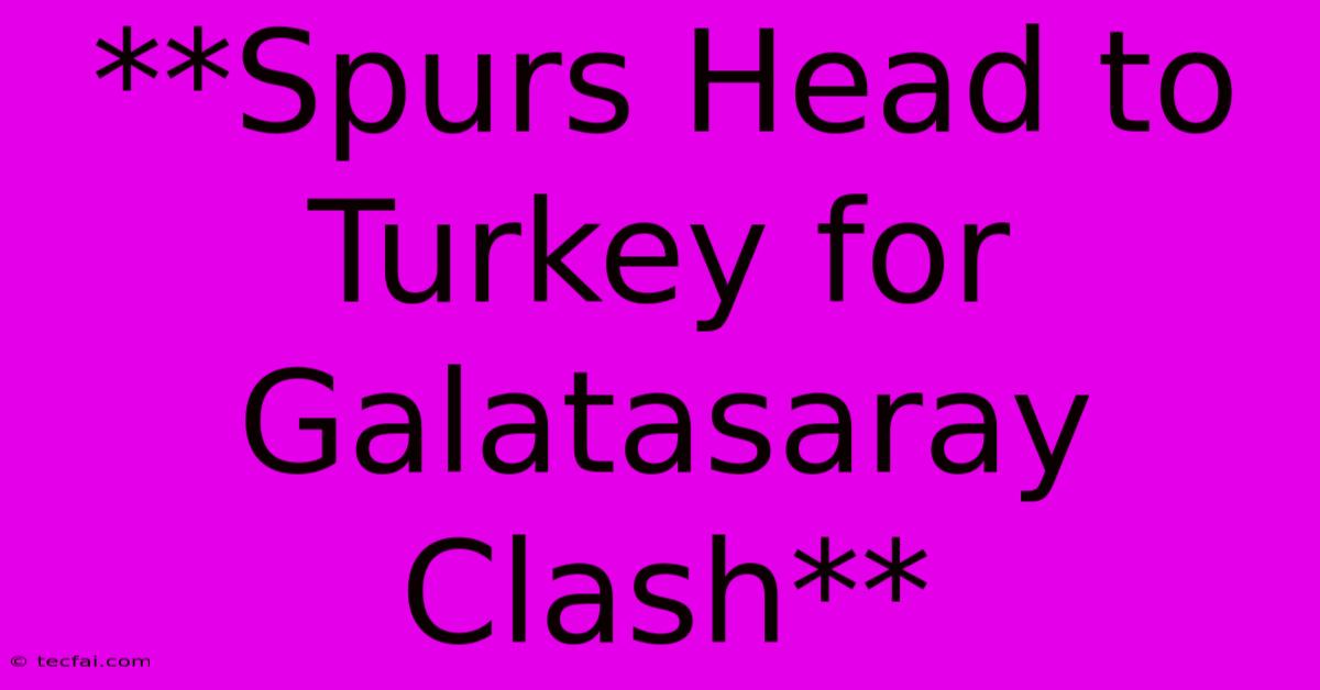 **Spurs Head To Turkey For Galatasaray Clash**