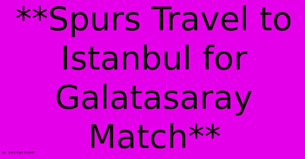 **Spurs Travel To Istanbul For Galatasaray Match**