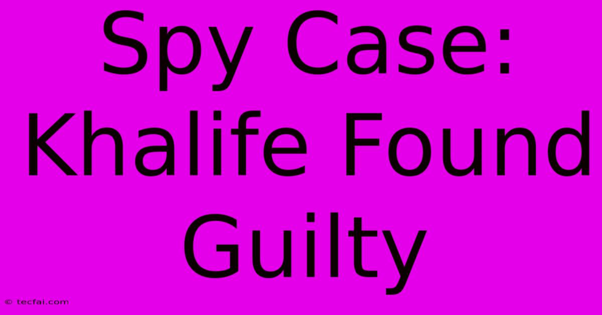 Spy Case: Khalife Found Guilty