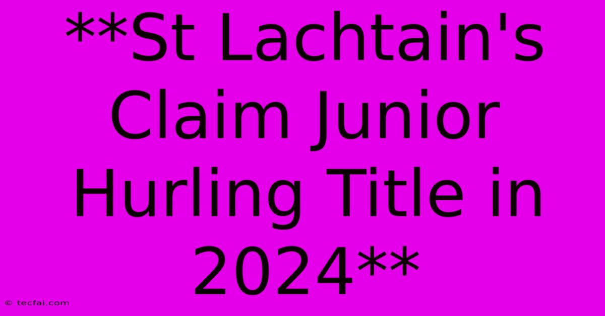 **St Lachtain's Claim Junior Hurling Title In 2024**